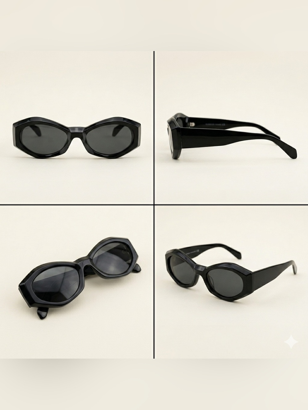 Black Geometric Polygonal Modern Fashion Frame Sunglasses Women Accessories